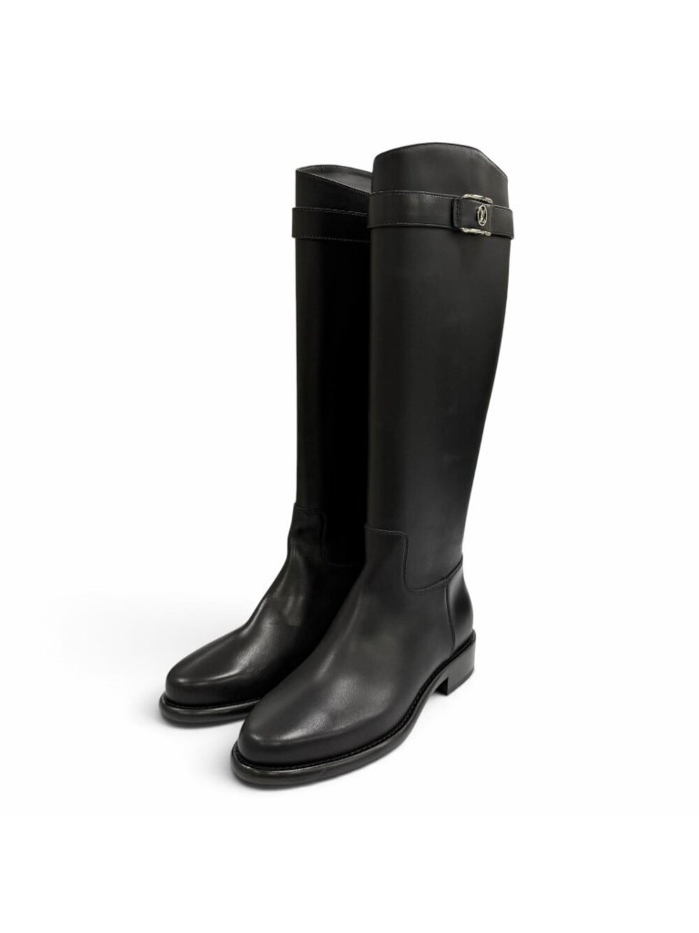 Louis Vuitton West Side Line Logo Belt Design Leather Long Boots Black